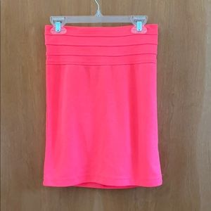 Neon pink tube skirt
